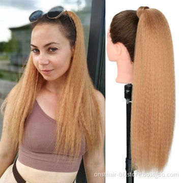 Long Yaki Ponytail Hairpiece for Women with Comb Synthetic Pony Tail False Hair Extension Adjustable Strap Kinky Curly 22" >=60%